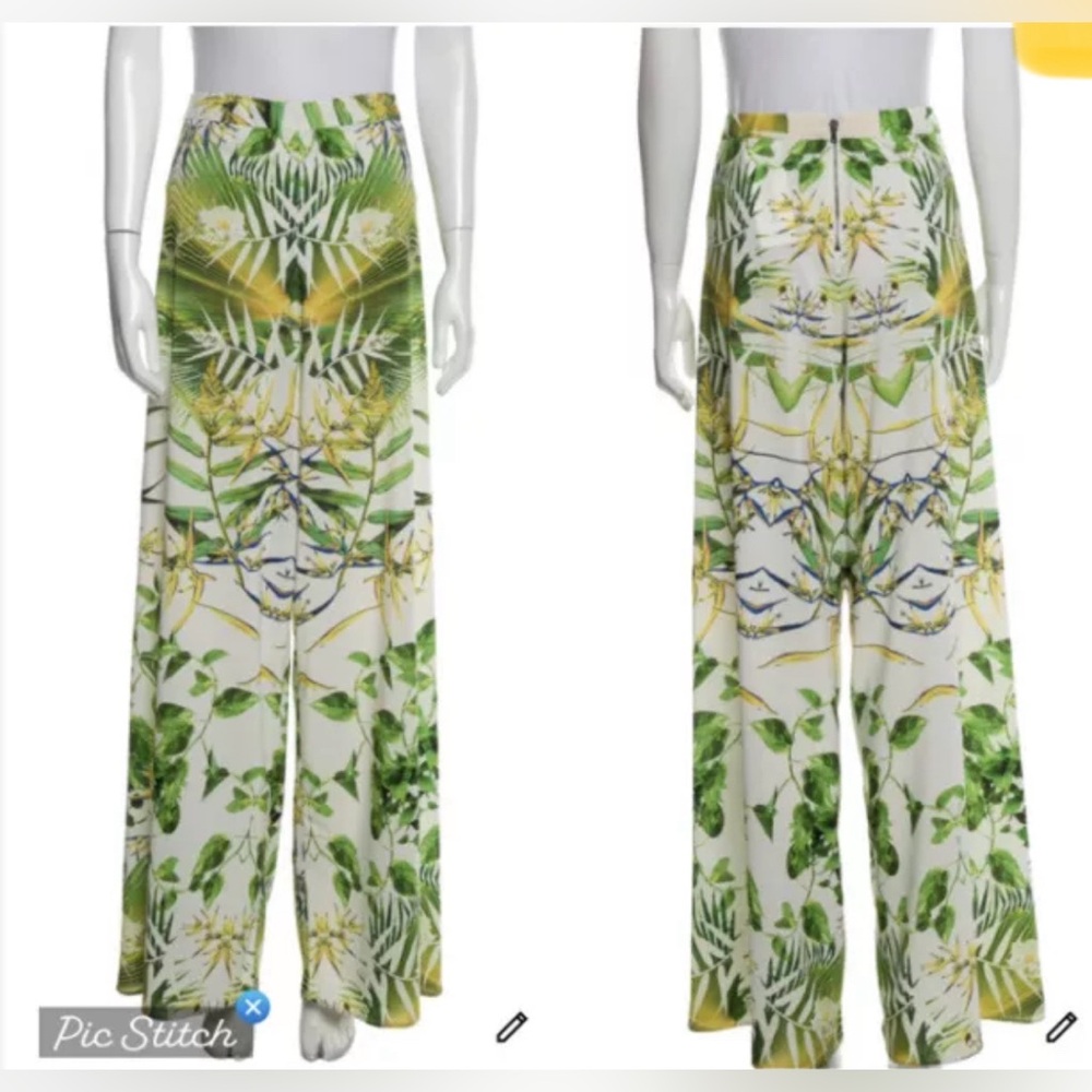 Alice + Olivia Floral Palm Leaf Wide Leg Pants 2- NWT